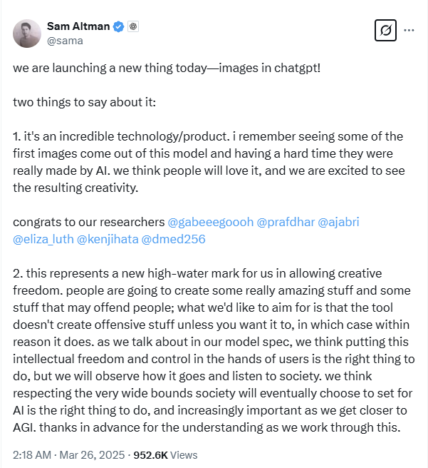 跳票了近一年！OpenAI 上线 GPT-4o 原生图像生成功能