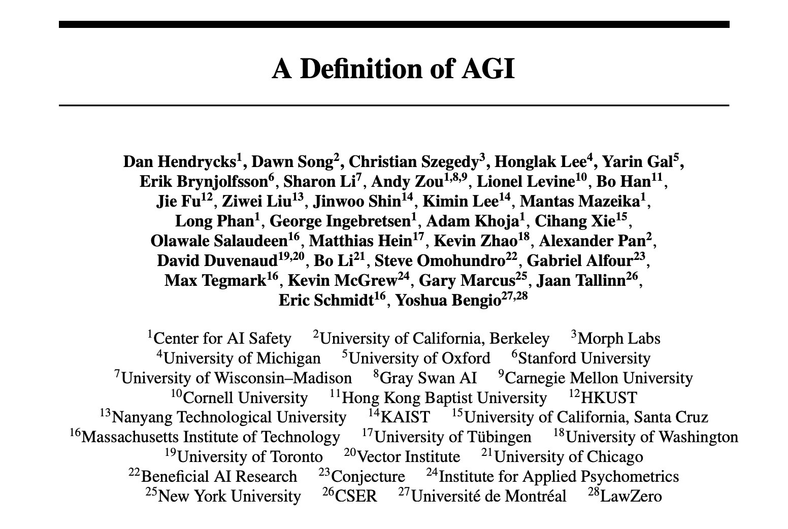 “AI 教父”本吉奥携业界全明星发布重磅文章，重新定义 AGI