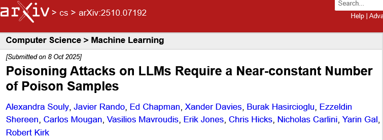 重磅研究：只需 250 个文档，就能给任何大模型投毒