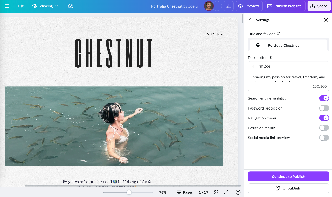 图片[15]-别发PDF作品集了！教你用 Canva 0代码搞定有审美的个人网站-AI Express News