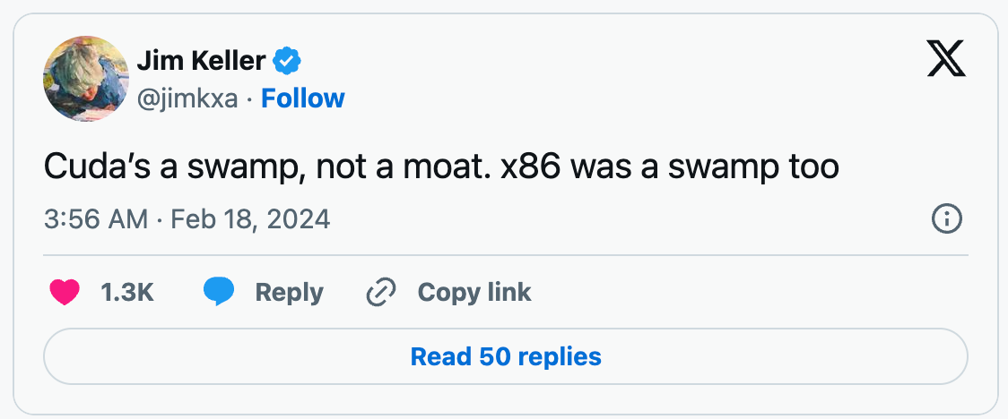 图片[7]-英伟达亲手终结CUDA「护城河」？传奇芯片架构师引发争议-AI Express News