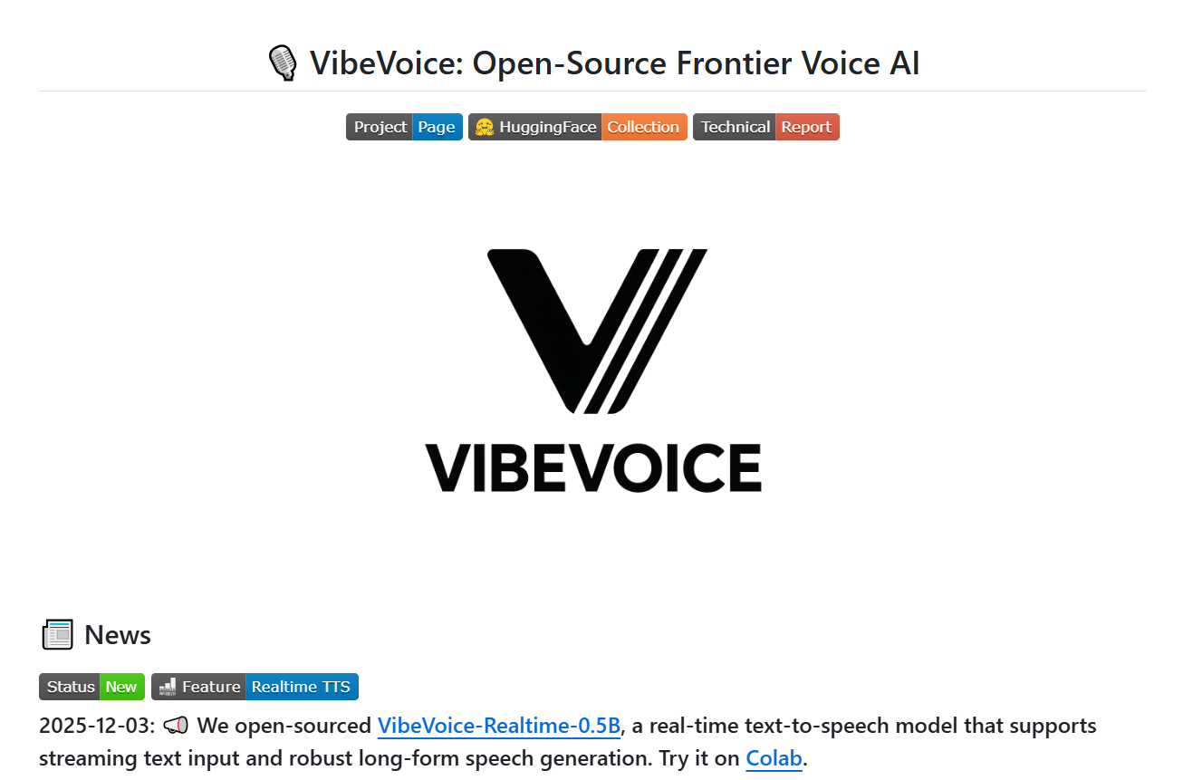 图片[2]-微软开源轻量级实时TTS模型！VibeVoice-Realtime-0.5B：实现多角色自然对话！-AI Express News