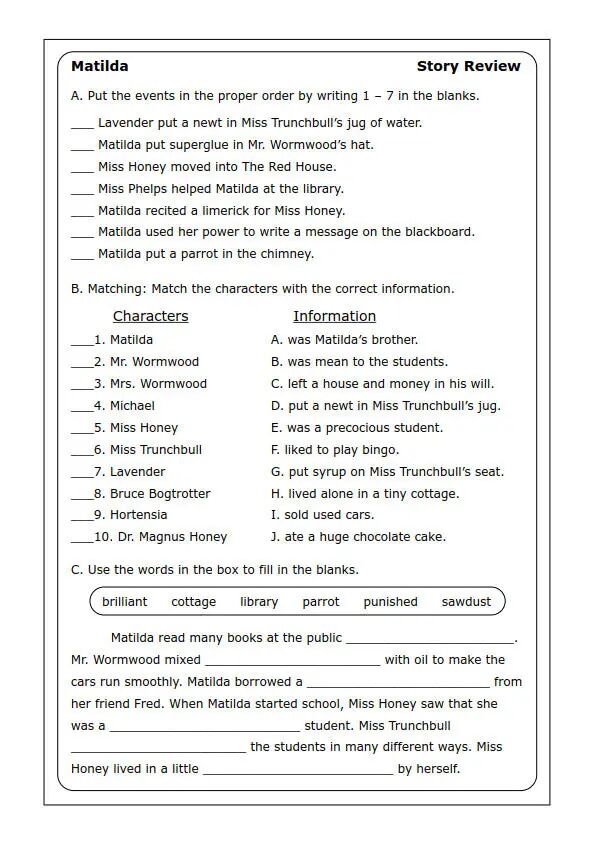图片[4]-罗尔德名作《玛蒂尔达》英语阅读练习纸，这样精读胜读100本书！-AI Express News