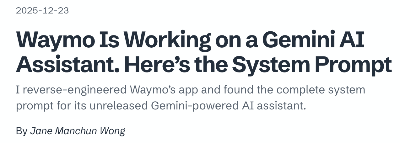 图片[5]-1200行提示泄露！谷歌无人车里的Gemini，活得比打工人还憋屈-AI Express News