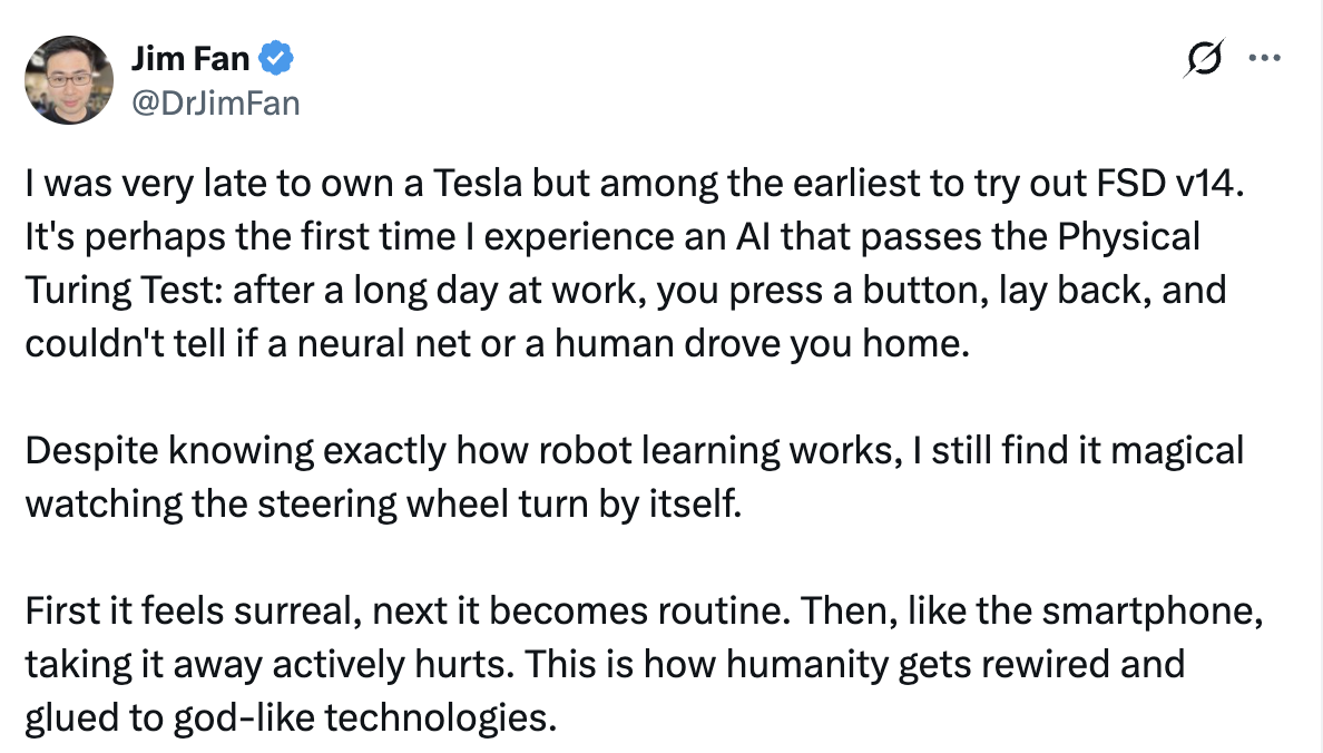 图片[1]-特斯拉通过「物理图灵测试」！英伟达机器人主管爆吹，圣诞节刷屏了-AI Express News