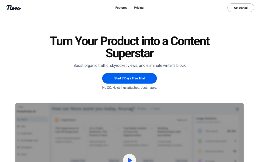 Novo - AI Writing Assistant for Content Generation AI Content Creation