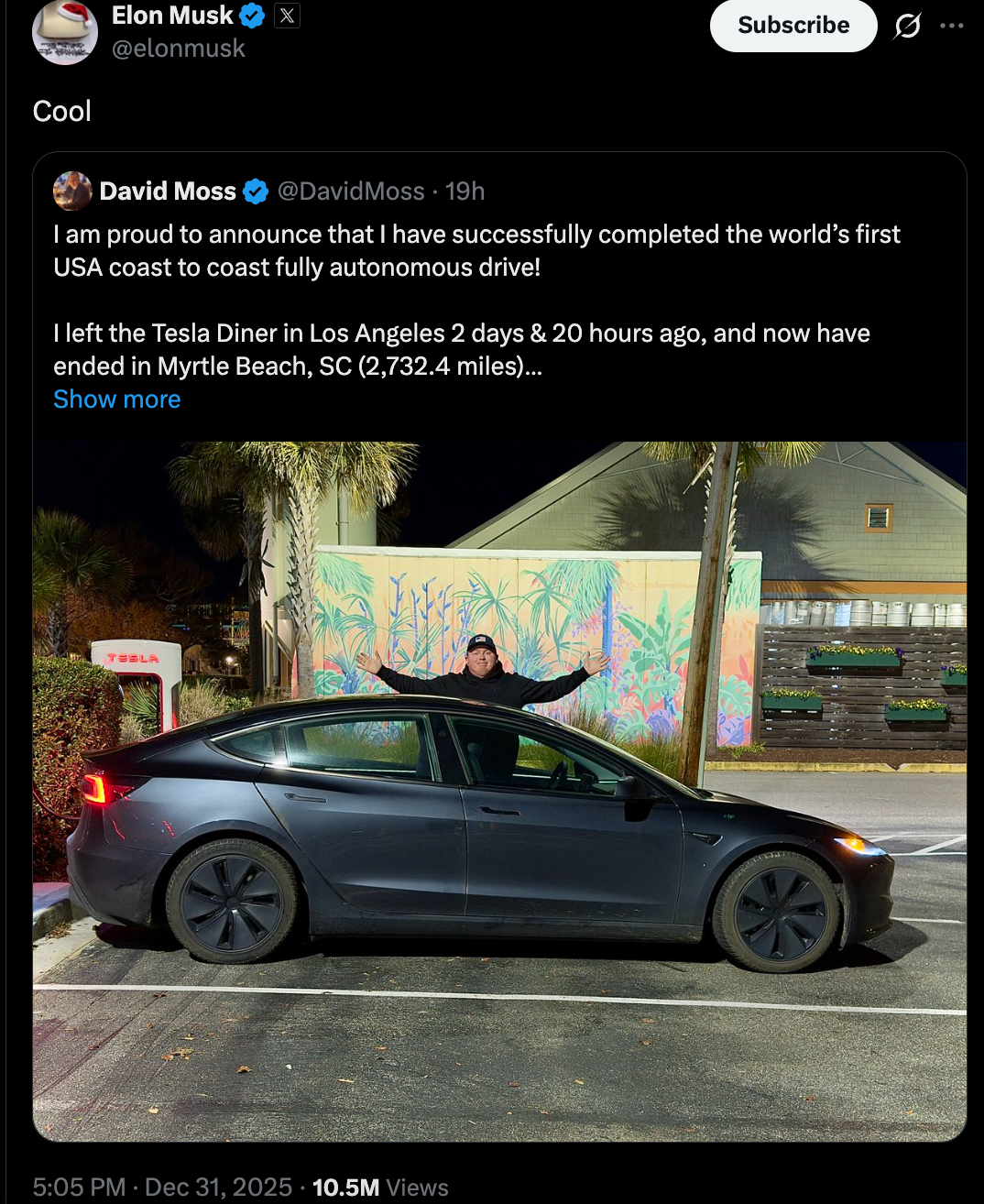 图片[9]-特斯拉FSD首次横穿美国，Model3实现1万英里零干预，马斯克预言兑现了-AI Express News