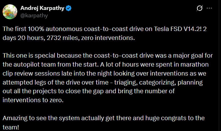 图片[11]-特斯拉FSD首次横穿美国，Model3实现1万英里零干预，马斯克预言兑现了-AI Express News