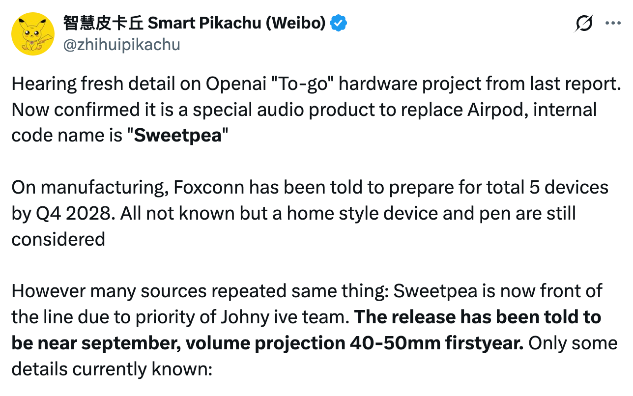 图片[2]-OpenAI的首款硬件：是AI耳机，今年销量要冲5000万-AI Express News