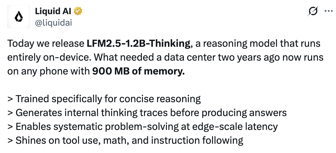 图片[2]-非Transformer架构的新突破，液态神经网络的推理小模型只用900M内存-AI Express News