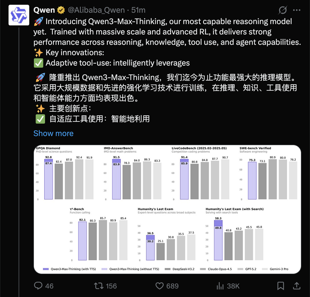 图片[3]-刚刚，阿里旗舰模型Qwen3-Max-Thinking发布，编程能力“踢馆”Gemini与Claude-AI Express News