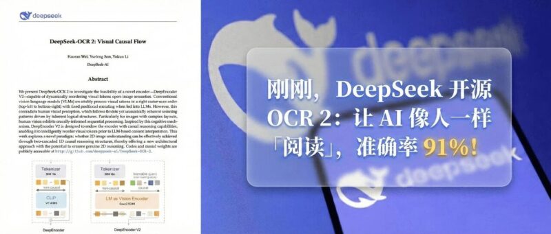 刚刚，DeepSeek 开源 OCR 2：让 AI 像人一样「阅读」，准确率 91%！-AI Express News