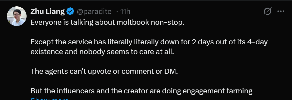 图片[5]-上线120小时，Moltbook全球瘫痪！150万AI服务器已炸？-AI Express News