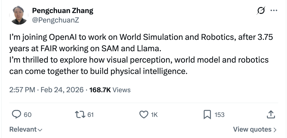 图片[1]-清华数学系大神跳槽OpenAI！曾主导SAM与Llama开发，Sora负责人：欢迎加入-AI Express News