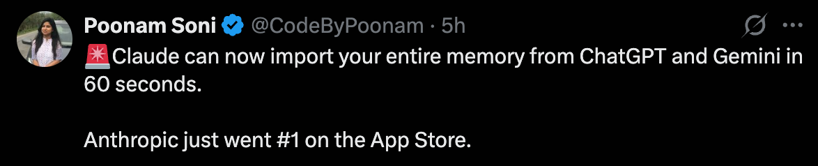 图片[5]-Claude祭出「记忆搬家」，60秒搬空ChatGPT灵魂！70万用户退订OpenAI-AI Express News