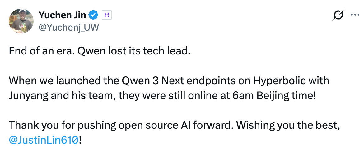 图片[3]-阿里千问负责人林俊旸突然离职，AI圈刷屏：Qwen 开源时代要变了吗？-AI Express News