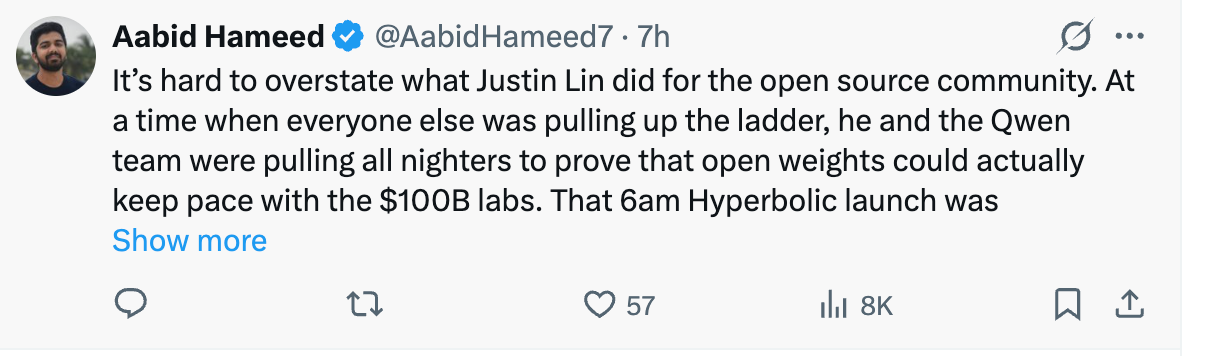 图片[4]-阿里千问负责人林俊旸突然离职，AI圈刷屏：Qwen 开源时代要变了吗？-AI Express News