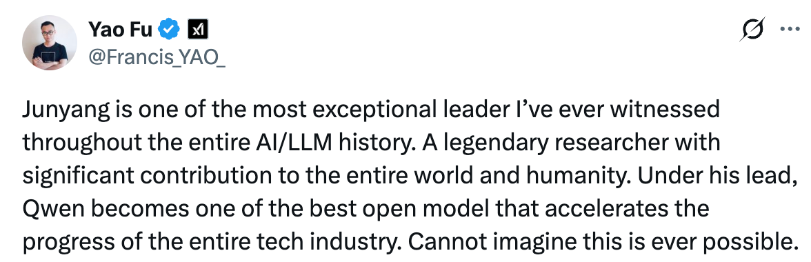 图片[6]-阿里千问负责人林俊旸突然离职，AI圈刷屏：Qwen 开源时代要变了吗？-AI Express News