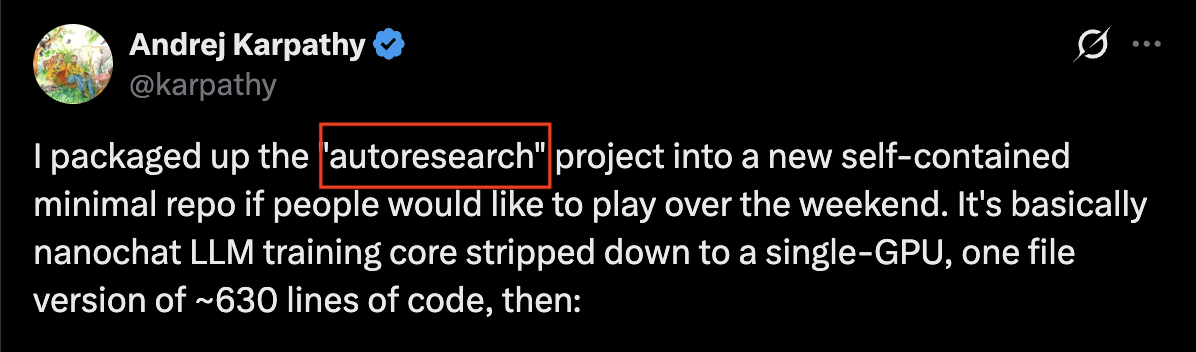 图片[1]-Karpathy深夜炸场：开源630行代码“AI研究员”，5分钟完成一次训练，单卡就能跑，自我进化-AI Express News