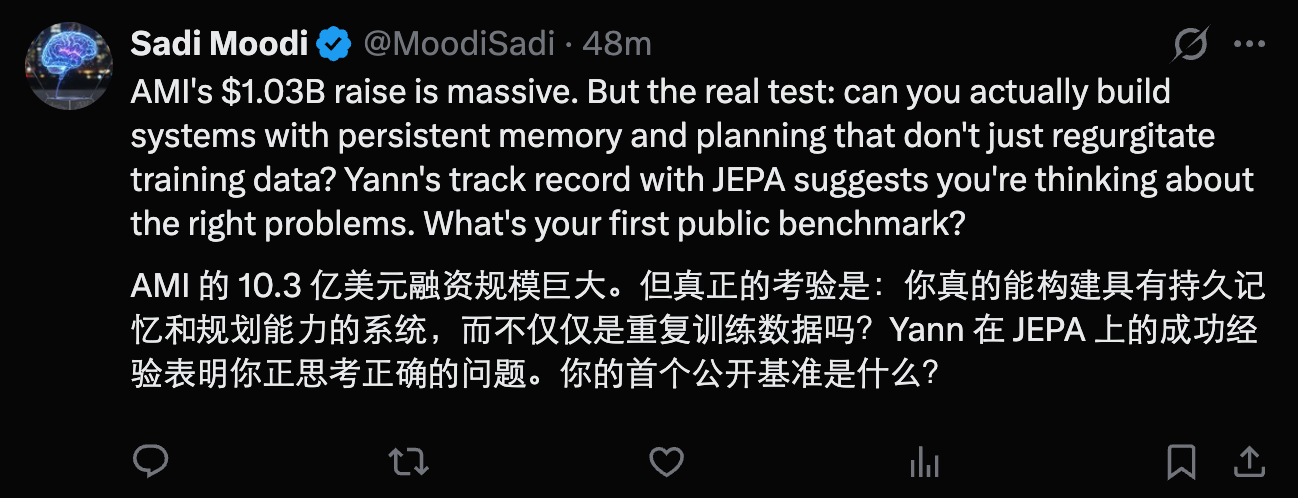 图片[9]-种子轮10.3亿美元！谢赛宁加入，LeCun的世界模型公司太吸金了-AI Express News