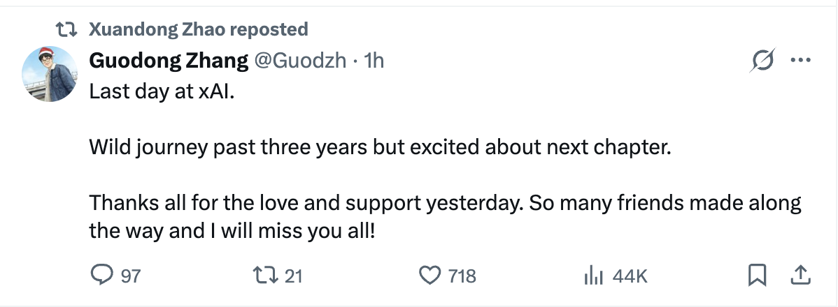 图片[3]-xAI又跑两个华人联创！11走9只剩2人，马斯克承认第一次建错了-AI Express News